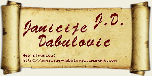 Janićije Dabulović vizit kartica